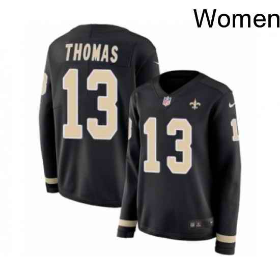 Womens Nike New Orleans Saints 13 Michael Thomas Limited Black Therma Long Sleeve NFL Jersey
